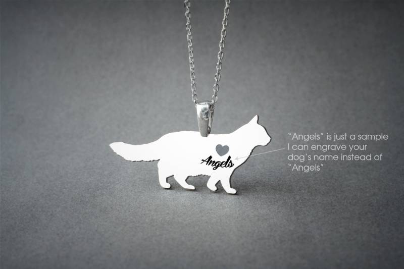 Personalisierte Langhaarkatze Halskette - Sterling Silber Katze Name Schmuck von HUDOCA