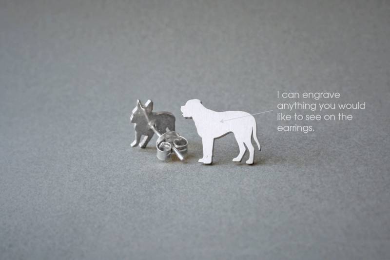 Personalisierte Mastiff Ohrringe Sterling Silber Hunderasse Schmuck Personalisierte Mastiff Ohrringe Sterling Silber Hunderasse Schmuck von HUDOCA
