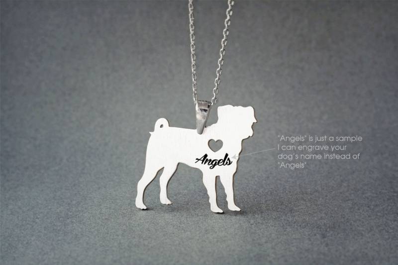 Personalisierte Mops Halskette Sterling Silber Hunderasse Schmuck Personalisierte Mops Halskette Sterling Silber Hunderasse Schmuck von HUDOCA