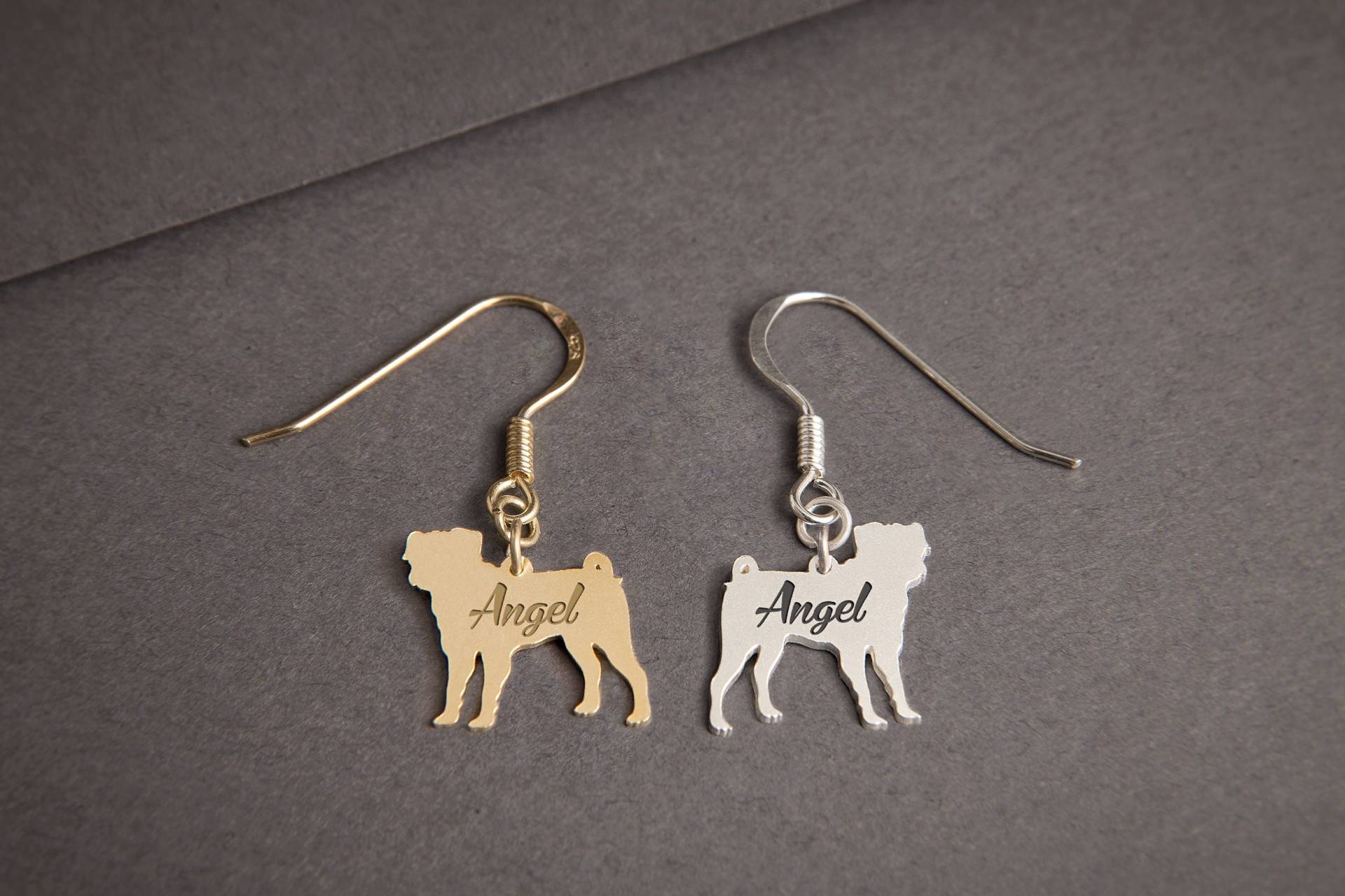 Personalisierte Mops Ohrringe Sterling Silber Hunderasse Schmuck von HUDOCA