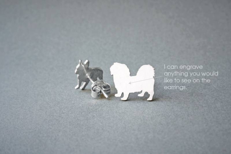 Personalisierte Pekinese Ohrringe Sterling Silber Hunderasse Schmuck von HUDOCA