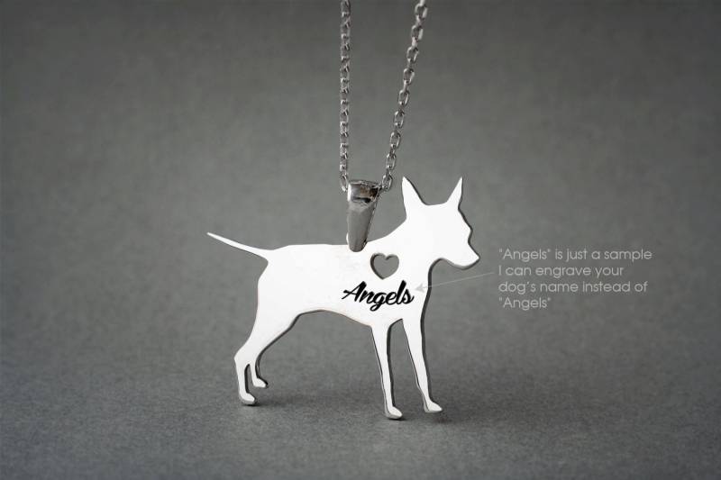 Personalisierte Pinscher Namenskette Sterling Silber Hunderasse Anhänger von HUDOCA