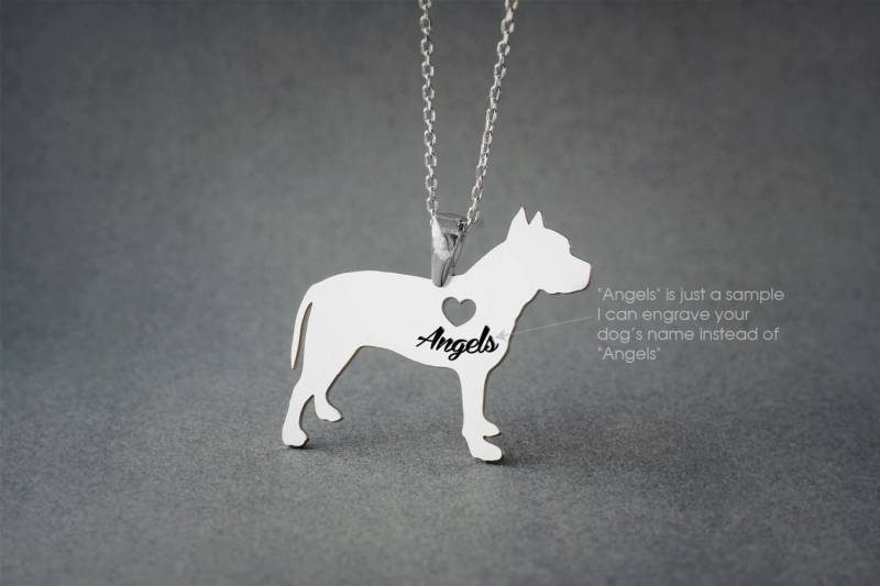 Personalisierte Pitbull Halskette Sterling Silber Hunderasse Anhänger Personalisierte Pitbull Halskette Sterling Silber Hunderasse Anhänger von HUDOCA