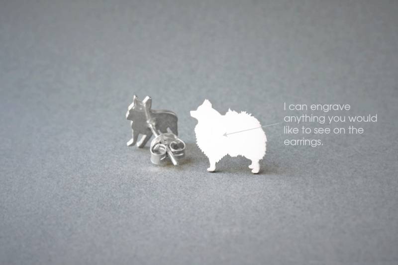 Personalisierte Pommern Ohrringe Sterling Silber Hunderasse Schmuck Personalisierte Pommern Ohrringe Sterling Silber Hunderasse Schmuck von HUDOCA