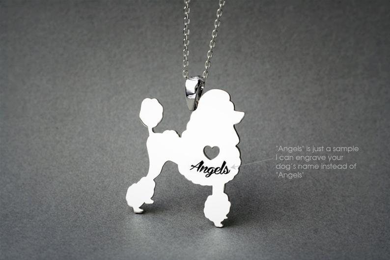 Personalisierte Pudel Halskette Sterling Silber Hunderasse Anhänger von HUDOCA
