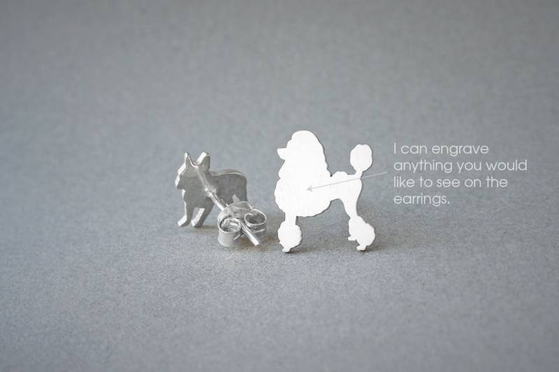 Personalisierte Pudel Ohrringe Sterling Silber Hunderasse Schmuck von HUDOCA