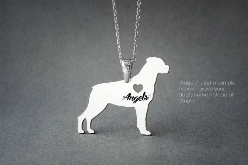 Personalisierte Rottweiler Halskette Sterling Silber Hund Rasse Anhänger Personalisierte Rottweiler Halskette Sterling Silber Hund Rasse Anhänger von HUDOCA