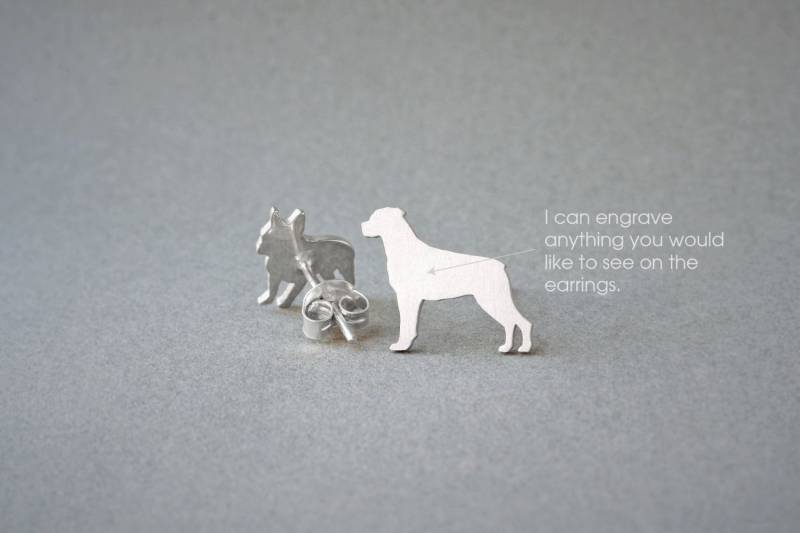 Personalisierte Rottweiler Ohrringe Sterling Silber Hunderasse Schmuck Personalisierte Rottweiler Ohrringe Sterling Silber Hunderasse Schmuck von HUDOCA