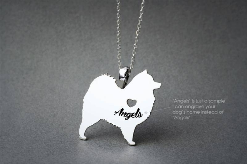 Personalisierte Samojede Halskette Sterling Silber Hunderasse Schmuck Personalisierte Samojede Halskette Sterling Silber Hunderasse Schmuck von HUDOCA