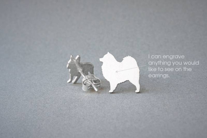 Personalisierte Samojede Ohrringe Sterling Silber Hunderasse Schmuck von HUDOCA