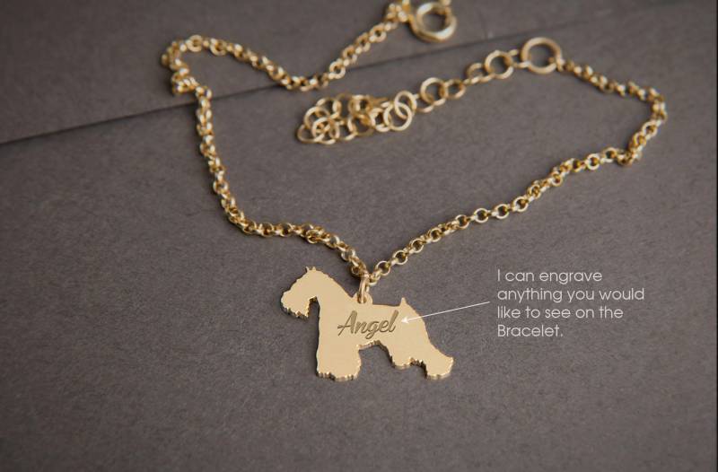 Personalisierte Schnauzer Armband Graviertes Sterling Silber, Gold Oder Rose Plated Personalisierte Schnauzer Armband Graviertes Sterling Silber, Gold Oder Rose Plated von HUDOCA