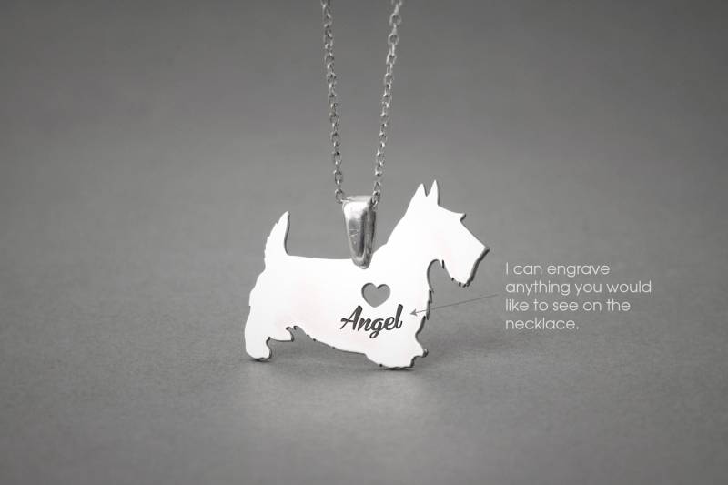 Personalisierte Scottish Terrier Halskette Sterling Silber Hunderasse Schmuck Personalisierte Scottish Terrier Halskette Sterling Silber Hunderasse Schmuck von HUDOCA