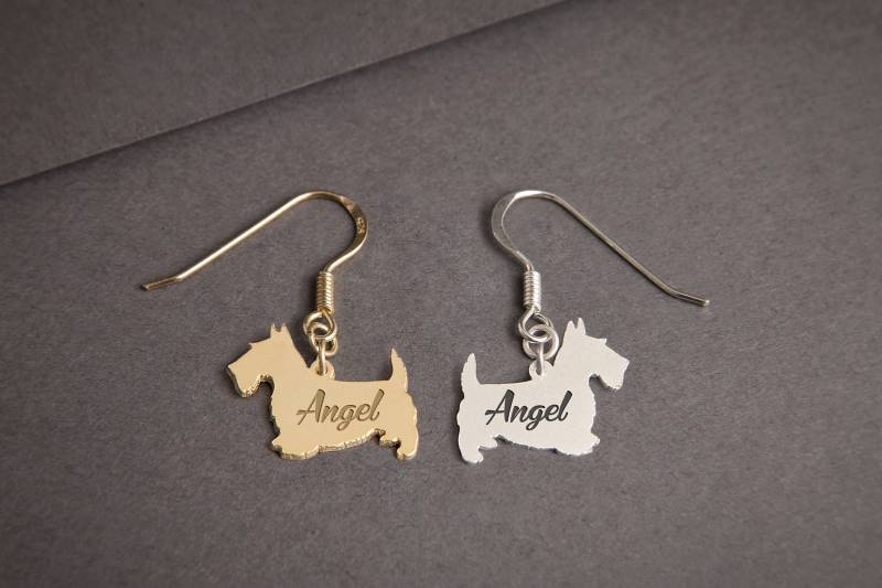 Personalisierte Scottish Terrier Ohrringe Sterlingsilber Hunderasse Anhänger von HUDOCA
