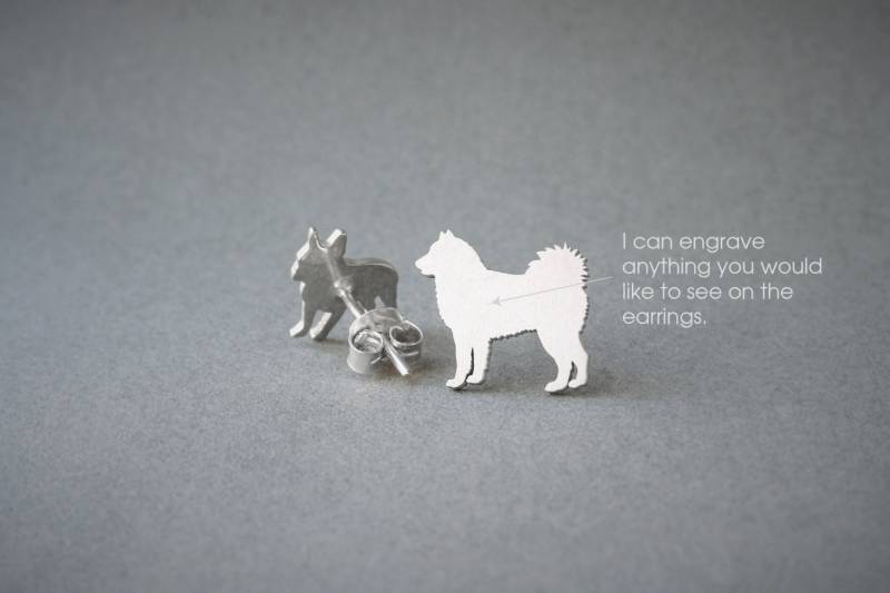 Personalisierte Siberian Husky Ohrringe Sterling Silber Hunderasse Schmuck von HUDOCA