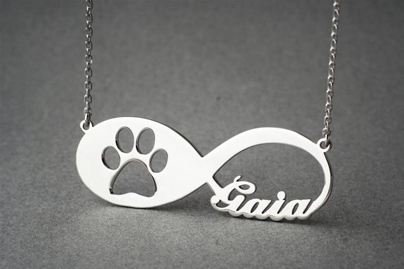 Personalisierte Sterling Silber Infinity Halskette Benutzerdefinierter Haustier Schmuck von HUDOCA