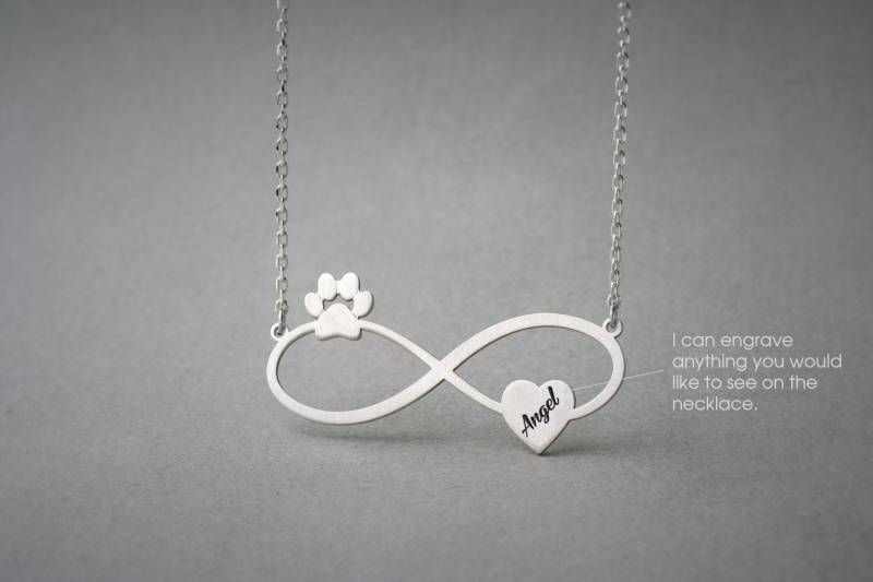 Personalisierte Sterling Silber Infinity Herz Halskette - Benutzerdefinierter Haustier Schmuck von HUDOCA