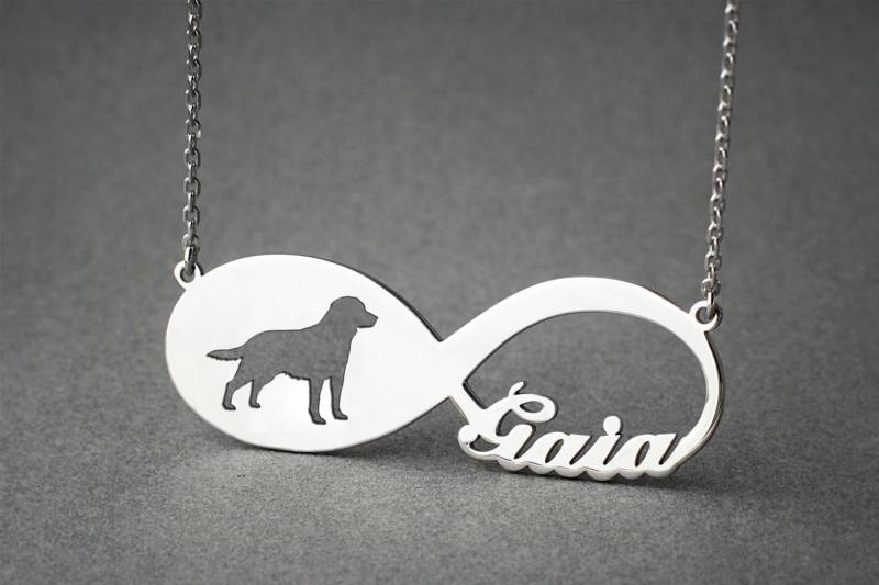 Personalisierte Sterling Silber Infinity Labrador Retriever Halskette von HUDOCA