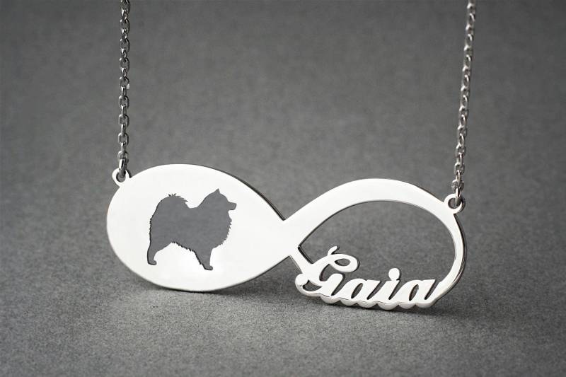 Personalisierte Sterling Silber Samojede Infinity Halskette von HUDOCA