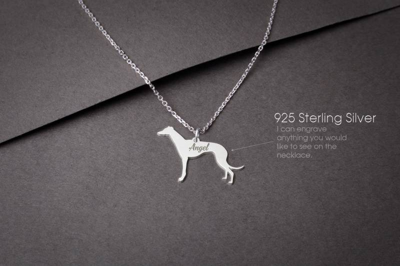 Personalisierte Windhund-Halskette Sterlingsilber-Hundeliebhabergeschenk Personalisierte Windhund-Halskette Sterlingsilber-Hundeliebhabergeschenk von HUDOCA