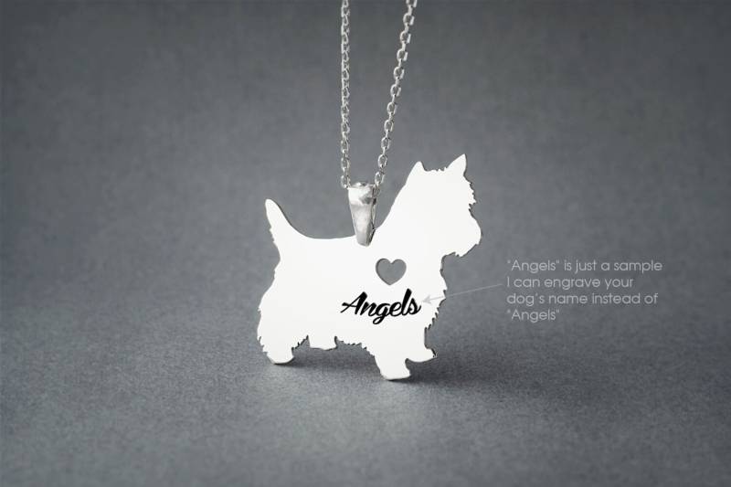 Personalisierte Yorkshire Terrier Sterling Silber Halskette - Hunderasse Schmuck von HUDOCA