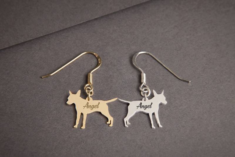 Personalisierte Zwergpinscher Ohrringe Sterling Silber Hunderasse Schmuck von HUDOCA
