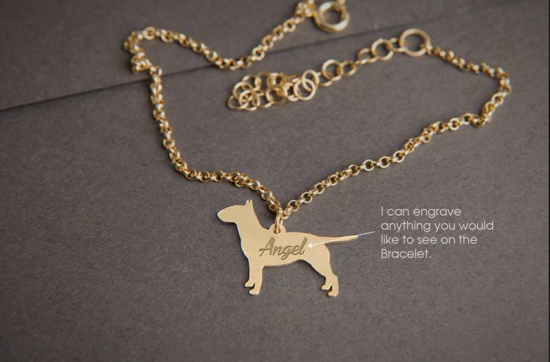 Personalisiertes Bullterrier Armband Sterling Silber, Gold Oder Rose Plated von HUDOCA