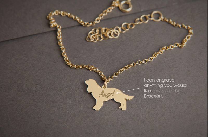 Personalisiertes Cavalier King Charles Spaniel Armband Sterling Silber, Gold Oder Rosé Überzogen Personalisiertes Cavalier King Charles Spaniel Armband Sterling Silber, Gold Oder Rosé Überzogen von HUDOCA
