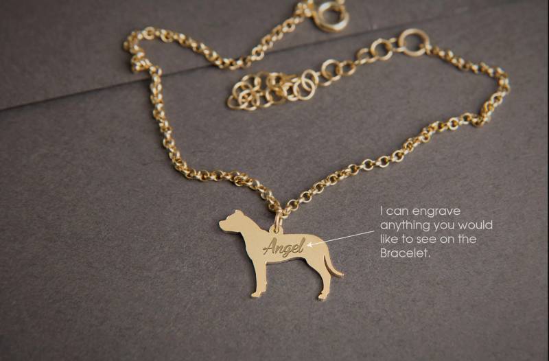 Personalisiertes Dogo Argentino Armband Personalisierter Sterling Silber Hunde Anhänger von HUDOCA