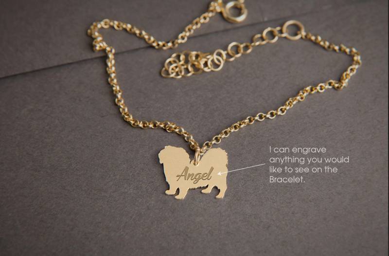 Personalisiertes Pekinese Armband 925 Sterling Silber, Hundeanhänger Mit Gravur Personalisiertes Pekinese Armband 925 Sterling Silber, Hundeanhänger Mit Gravur von HUDOCA