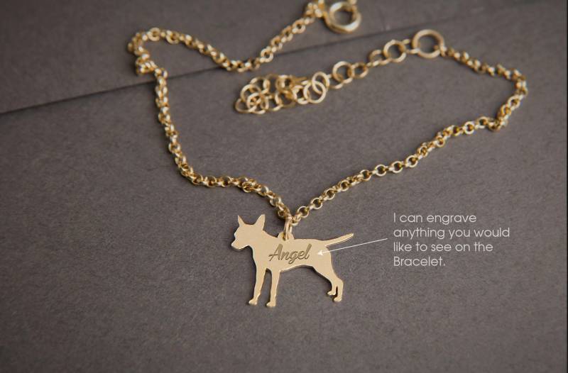 Personalisiertes Pinscher Armband Gravierter 925 Sterling Silber Hunde Anhänger Personalisiertes Pinscher Armband Gravierter 925 Sterling Silber Hunde Anhänger von HUDOCA