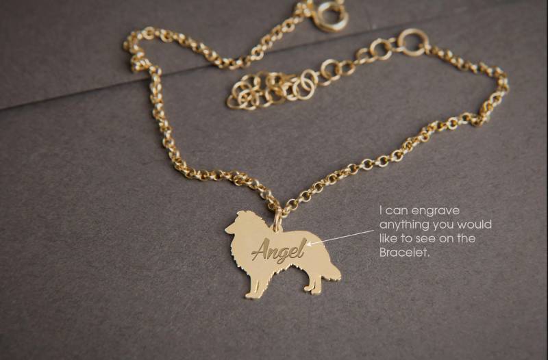 Personalisiertes Sheltie Armband Sterling Silber Collie Hund Anhänger von HUDOCA
