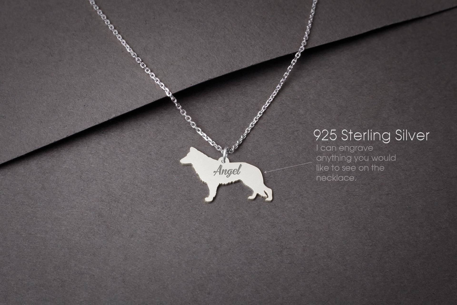 Schäferhund Halskette Kleiner Sterling Silber Hund, Individualisierbar von HUDOCA