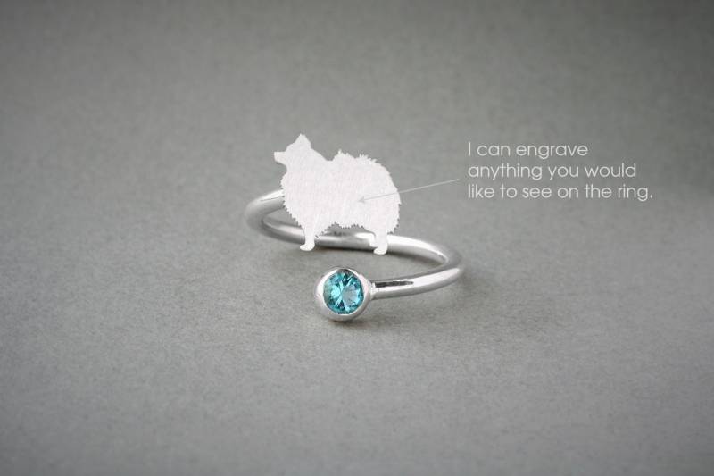 Verstellbarer Sterling Silber Geburtsstein Ring Hundering von HUDOCA