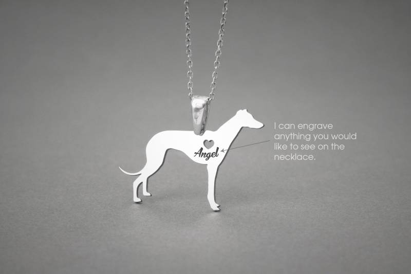 Windhundhalsband Personalisiert Sterling Silber Hunderasse Schmuck von HUDOCA