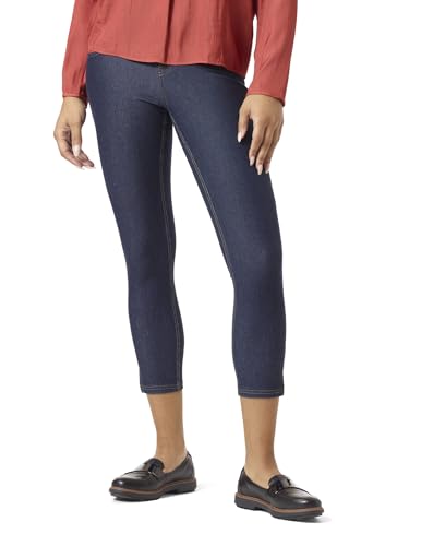 HUE Damen Essential Denim Capri mit Knöchelschlitzen Strumpfwaren, Deep Indigo Wash, M von HUE