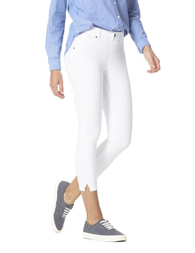 HUE Damen Essential Denim Capri mit Knöchelschlitz Strumpfwaren, Weiss/opulenter Garten, M von HUE
