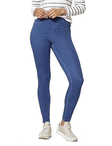 HUE Damen Curvy Fit Essential Denim Leggings Strumpfwaren, Mittlerer Waschung, Groß von HUE