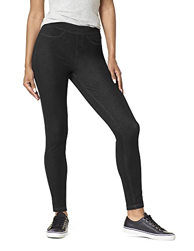 HUE Damen Curvy Fit Essential Denim Leggings Strumpfwaren, Schwarz, Groß von HUE