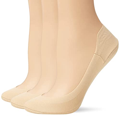 HUE Damen Versteckte Baumwolle Perfect Edge Liner Gel-Lasche Socken, Cremefarben, 3 Paar, Einheitsgröße (3er Pack) von HUE