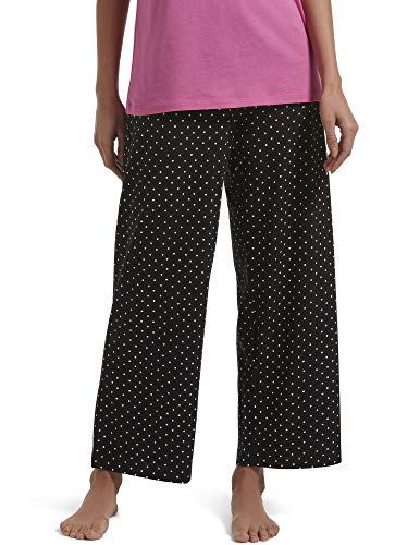 HUE Damen Lange Sleepwell Basic Printed Knit Performance Sleep Pajama Pant, Made with Temperature Regulating Technology, Schwarz – Rio Dot, M von HUE
