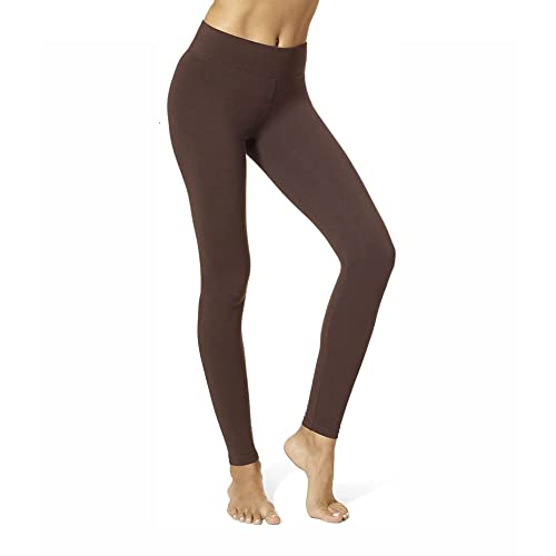 Damen-Leggings aus Ultra-Baumwolle mit breitem Bund von HUE | Modische Leggings, Espresso, S von HUE