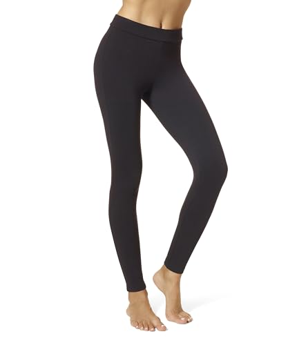 HUE Damen Leggins mit breitem Bund, Blickdicht, Baumwolle, Strumpfwaren, Schwarz, M von HUE