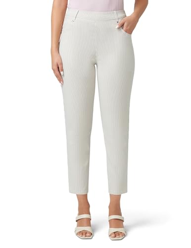 HUE Damen Pull on Pants Cigarette Skimmer and Pedal Pusher Length Leggings, Taupe Stripe – Zigarettenabschäumer, S von HUE
