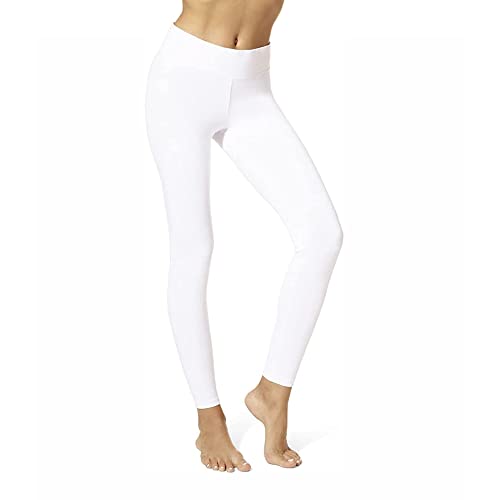 HUE Damen Ultra Baumwolle mit breitem Bund, Sortiert Leggings, Weiss/opulenter Garten, Groß von HUE