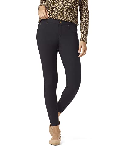 HUE Damen Ultraweiche Fleece gefüttert Denim Leggings | Warm Modische Leggings, Black, L von HUE