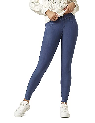 HUE Damen Ultra-weiche Denim-Leggings mit Fleece-Innenfutter Strumpfwaren, Medium Wash, M von HUE