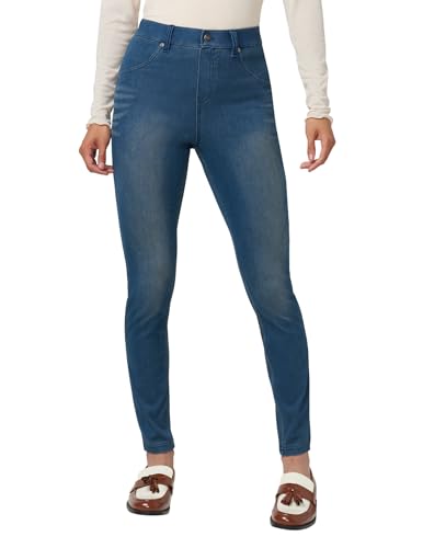HUE Damen Ultraweiche Denim-Leggings mit Hoher Taille Strumpfwaren, Steely Blue Wash, X-Groß von HUE