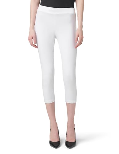 HUE Damen Capri-Leggings mit Breitem Bund, Verdunkelnd, Baumwolle, Sortiert Strumpfwaren, Weiß, 2X von HUE