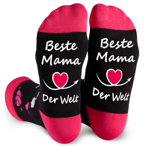 HUEGLO Muttertagsgeschenke für Mama Oma Geschenk Lustige Geschenke Für Frauen,Beste Mama/Oma Der Welt Lustige Socken Damen Geschenk Muttertag Geburtstag Weihnachtsgeschenke Geburtstagsgeschenk von HUEGLO