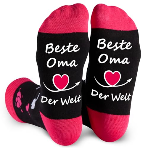 HUEGLO Muttertagsgeschenke für Mama Oma Geschenk Lustige Geschenke Für Frauen,Beste Mama/Oma Der Welt Lustige Socken Damen Geschenk Muttertag Geburtstag Weihnachtsgeschenke Geburtstagsgeschenk von HUEGLO